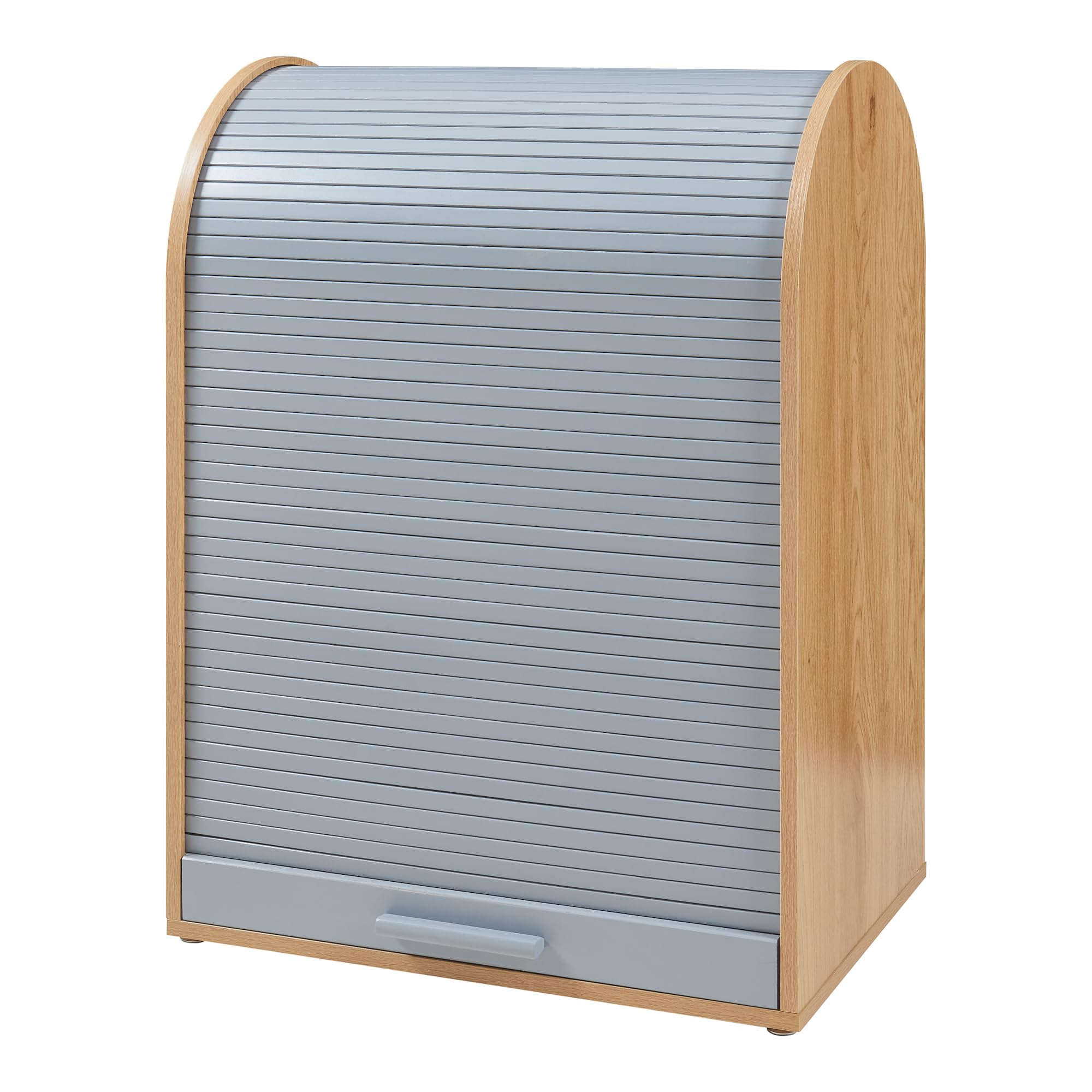 [en.casa] Jalousieschrank Kavlinge Rollladenschrank mit Einer Tür Büro Wohnzimmer Aktenschrank 80 x 60 x 40 cm Bambus/Grau