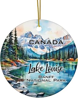 Canada Banff National Park Lake Louise Alberta Christmas Ornament – Ceramic Holiday Souvenir Travel Keepsake with Canadian Rocky Mountains, Vacation Gift for Family, Travelers, Xmas Tree Decoration