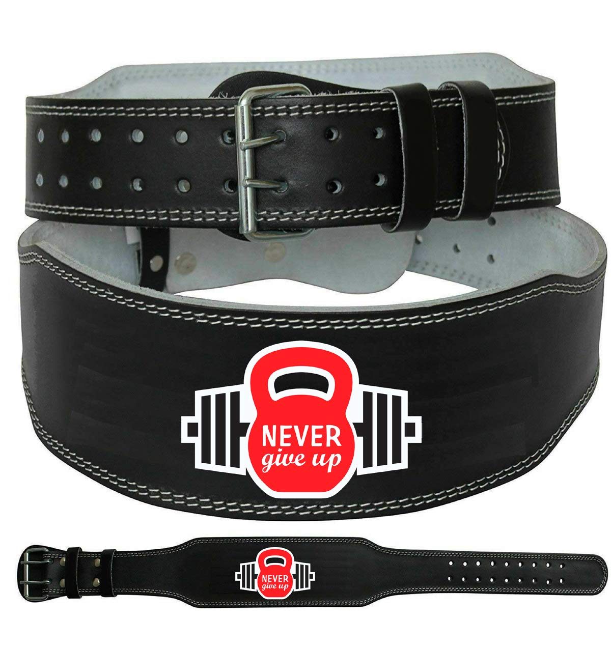 APRODO 4’’ Inch Wide Genuine Leather Weightlifting Belt Back Support Power Training Belt Workout Exercise Power lifting Squat Gym Belt For MEN AND WOMEN (NEVER GIVE UP, Medium 32 - 36) (B08FY9JM65) Amazon Price History, Amazon Price Tracker