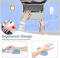 Vista 3 de MOSISO Juego de alfombrillas para mouse y teclado, reposamuñecas y reposamuñecas para teclado, reposamuñecas ergonómicas con espuma viscoelástica