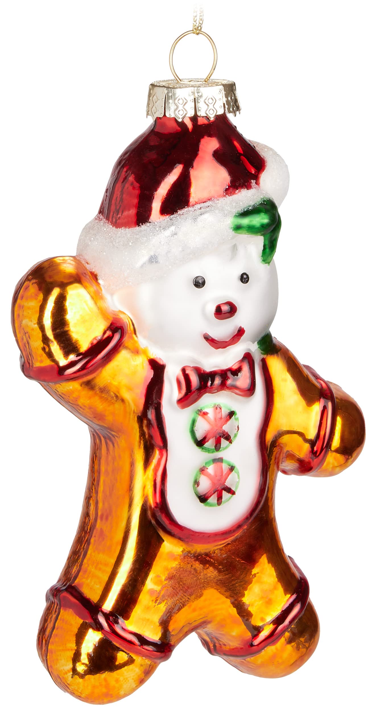 BRUBAKER Gingerbread Man with Christmas Hat - Hand-Painted Glass Christmas Bauble - Mouth-Blown Christmas Tree Decoration Figures Funny Decoration Pendant Tree Ball - 5.0 Inches (12.7 cm)