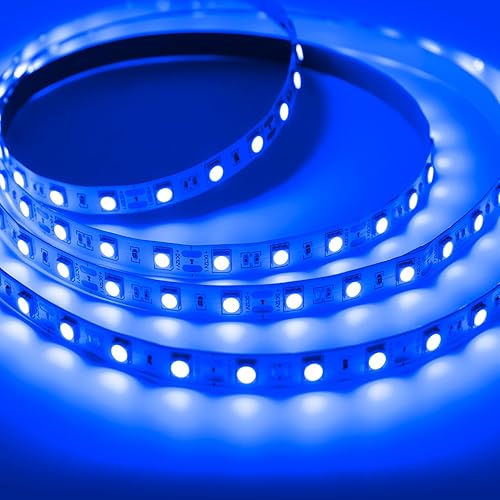 Miniatura 1 de iNextStation Tira de luz LED azul, 12 V, 16.4 pies, tira flexible de 16.4 ft, 300 LED, 5050 SMD, cuerda de luz LED cortable para dormitorio, cocina,