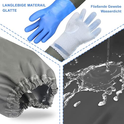 Miniatura 10 de Guantes de nitrilo resistentes a los químicos, guantes largos de goma resistentes para limpieza, adecuados para mujeres y hombres