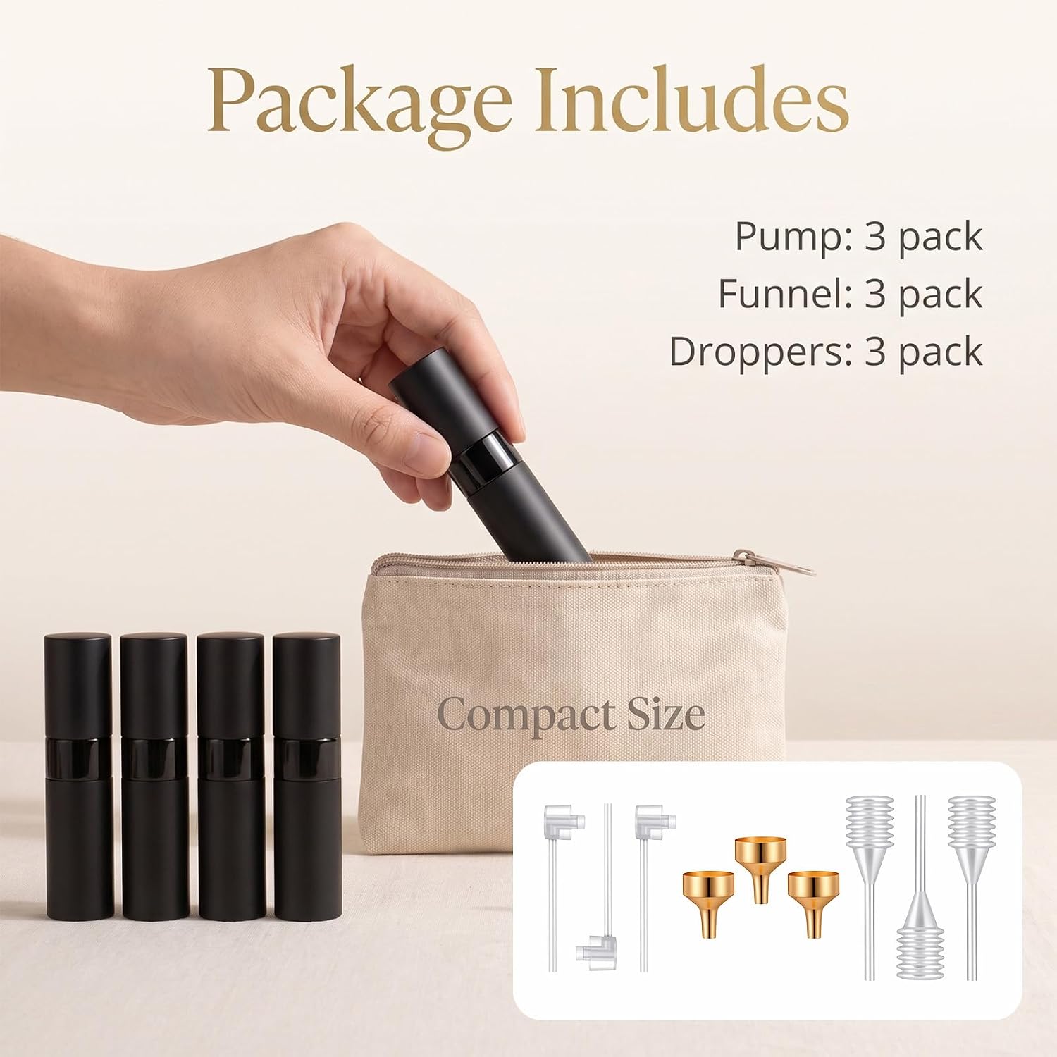 15Pcs 8ML Refillable Perfume Atomizer, Travel Size Sprayer Bottles, Black