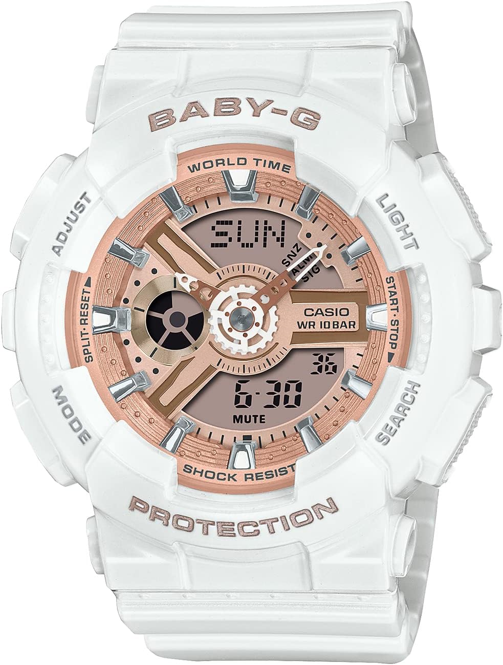 Women's Casio BA-110 Series Analogue - Digital Watch, Multicolor (White / Pink)