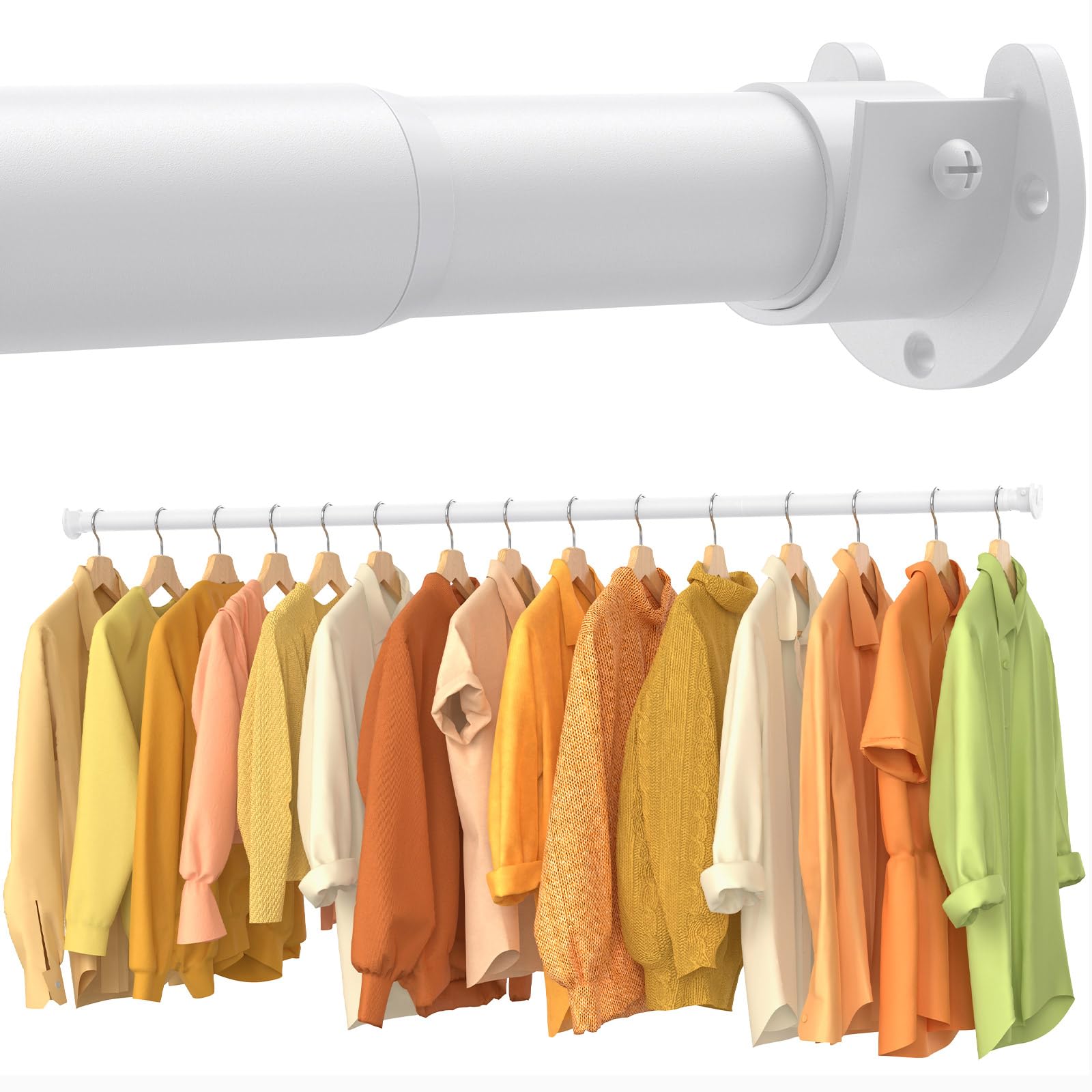 Photo 1 of 2 Pack Closet Rods for Hanging Clothes, 17-69 Inch No-Cut Stepless Adjustable Closet Rod, 1.3 Inch Heavy Duty Metal Closet Hanging Rod with Brackets, White Closet Bar for Closet, Laundry Room, RV