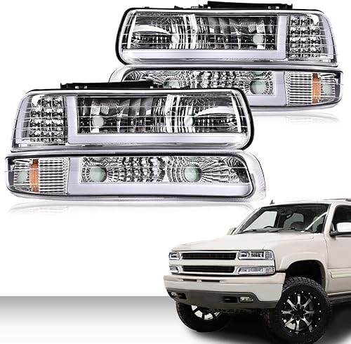 Vista 59 de PIT66 - Faros delanteros LED, compatibles c/99-02 Chevy Silverado 1500 2500/01-02 Silverado 1500HD 2500HD 3500/00-06 Tahoe Suburban 1500 2500