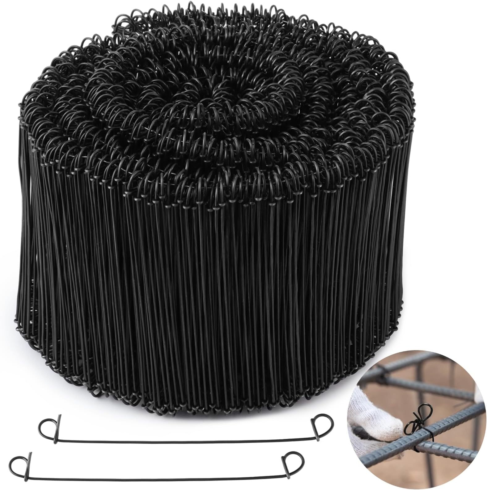 1000 PCS Double Loop Rebar Ties, 6inch 16 Gauge Galvanized Iron Wire Bar Ties, Automatic
