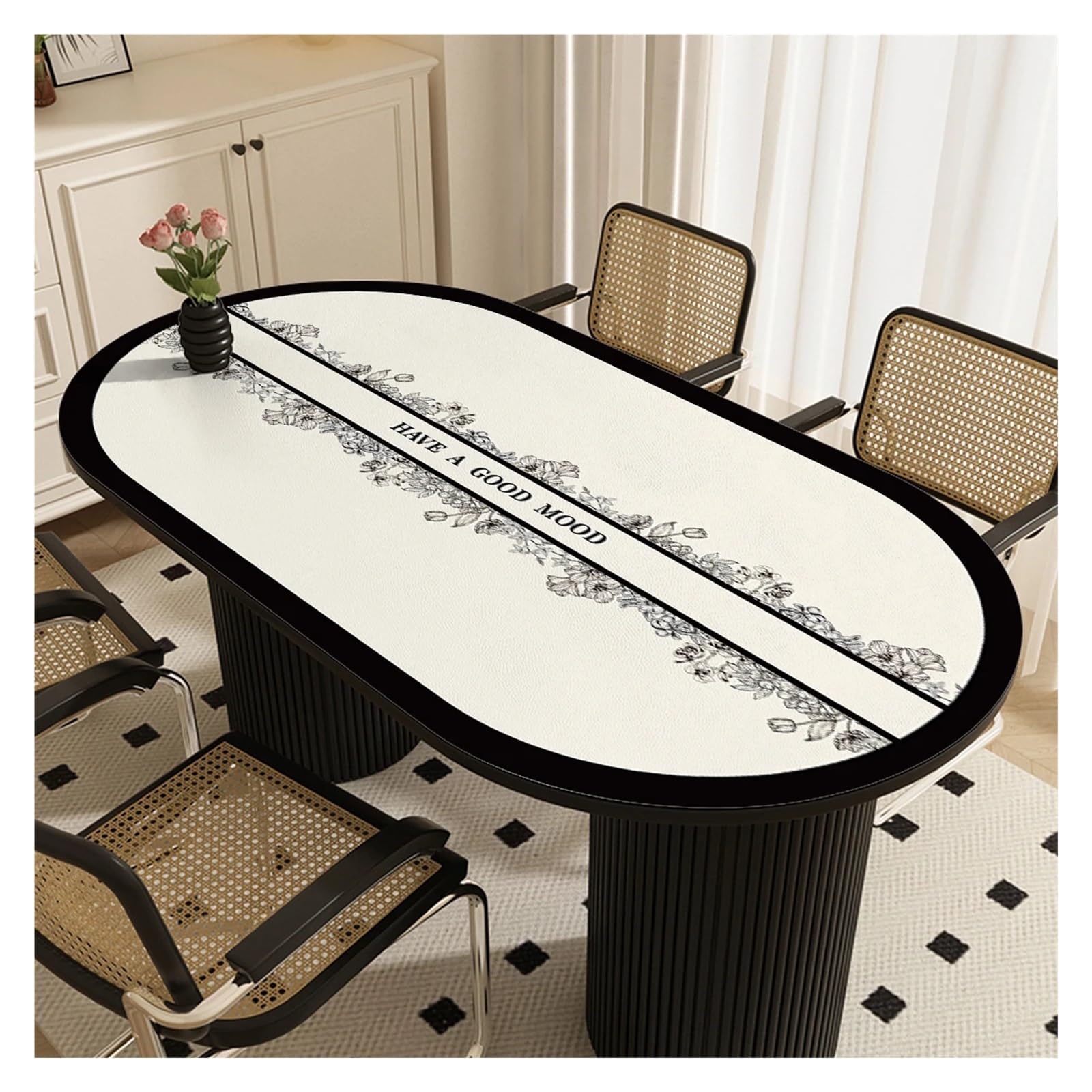 Tappetino da scrivania in pelle Tovaglietta ovale in pelle semicircolare ad arco, resistente all'olio e impermeabile for sala da pranzo(Color 5,90 * 150cm oval [a90 b150 c35])