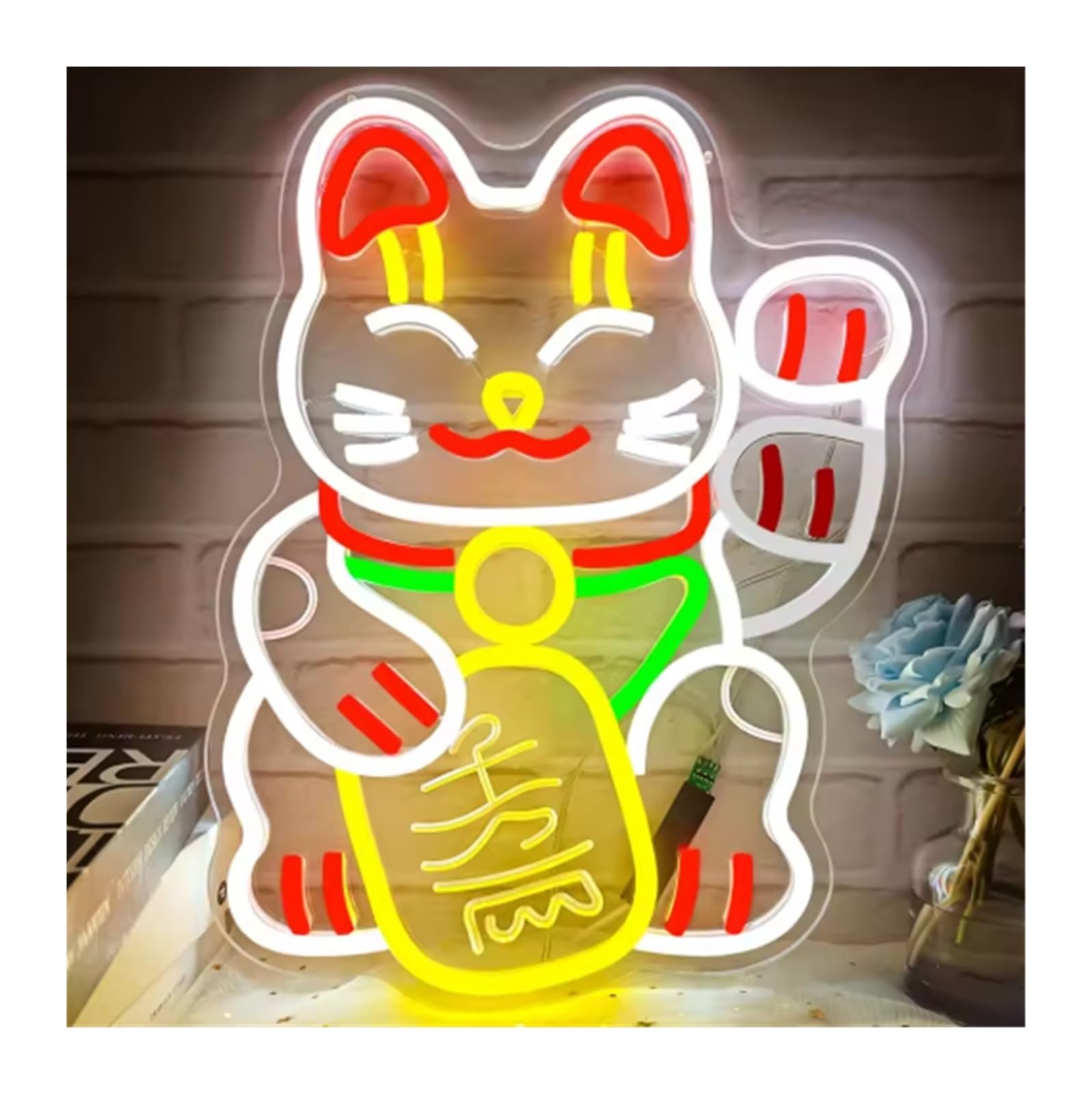 LEMST Sign Lamp Cat Neon Sign Dimmable Energy-Efficient USB Powered Night Light for Bar Business Office Store Wall Decor 40cmх28.6cm