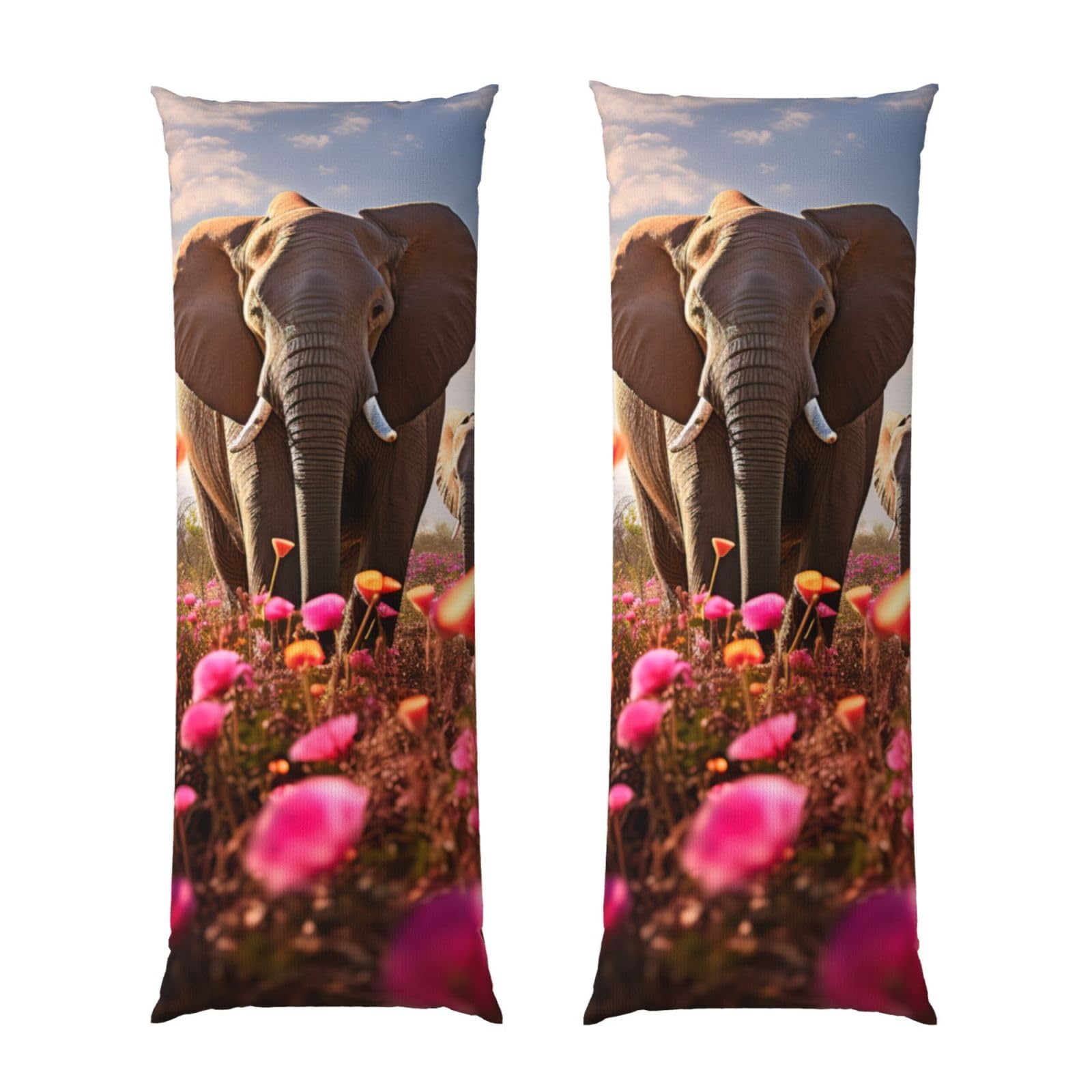 Housse de coussin éléphant imprimé floral taie haut de gamme douce 50,8 x 137,2 cm