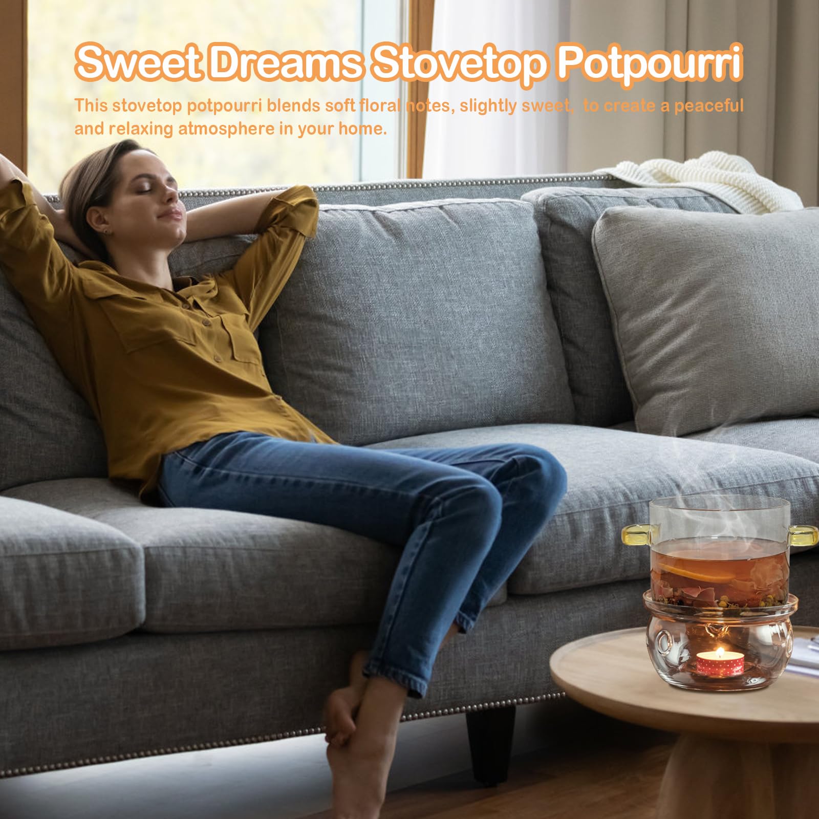 Potpourri Simmering, Sweet Dreams Stovetop Potpourri with Jasmine, Lavender, Rose, Orange, Chamomile and Cinnamon, Simmer Pot Ingredients for Home Fragrance, Housewarming, Hostess Gift