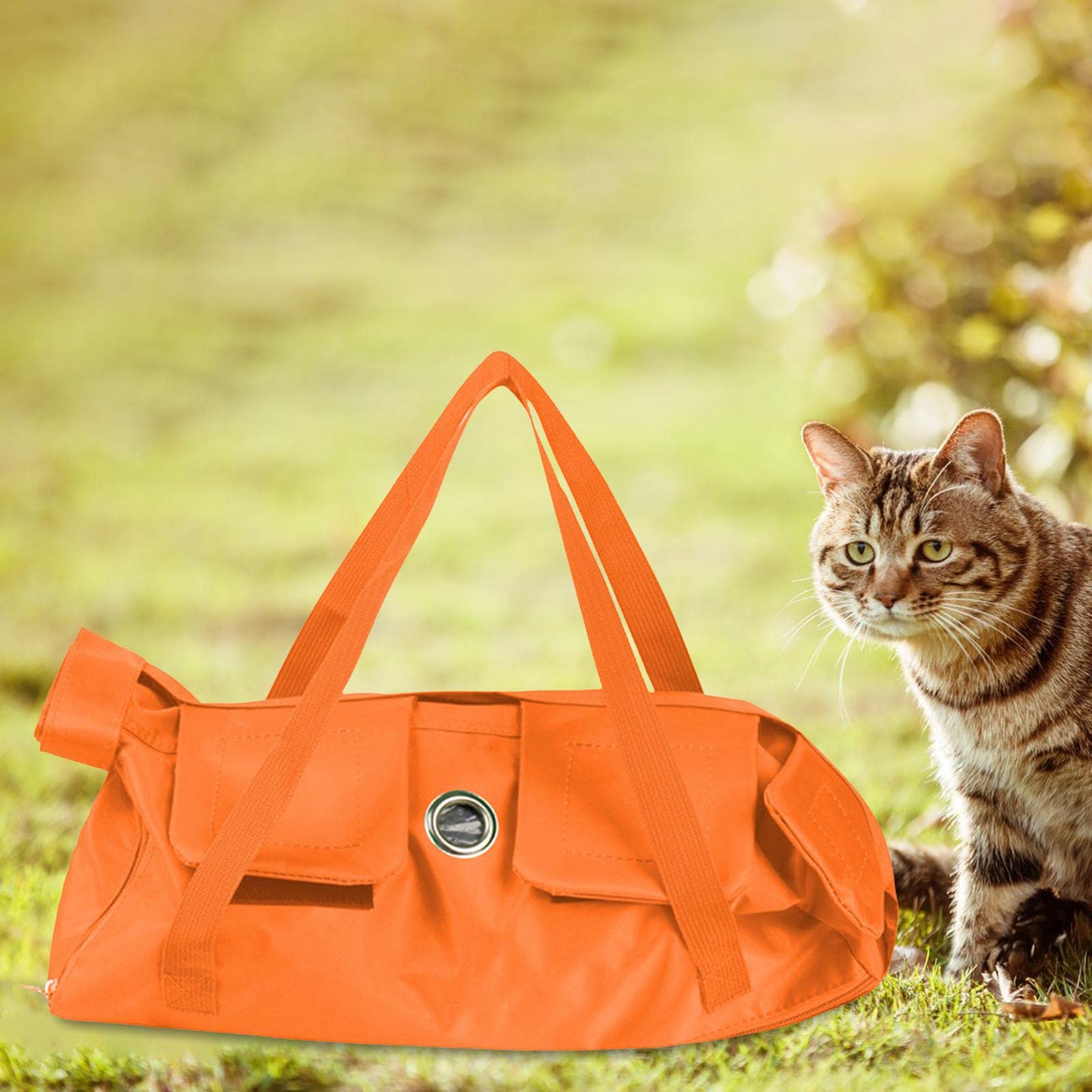 Colcolo Sac de toilettage pour Chat Sac de Contention Anti-griffures Pratique pour l'entretien des Ongles, Orange 42cmx25cm M