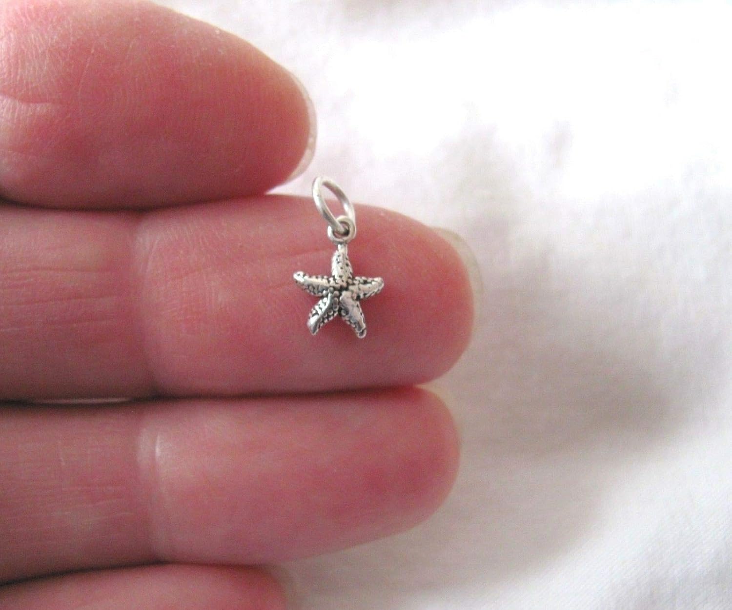 Small Sterling Silver Starfish Mini Tiny Charm - Jewelry Making DIY Crafting Charm Beads for Bracelets