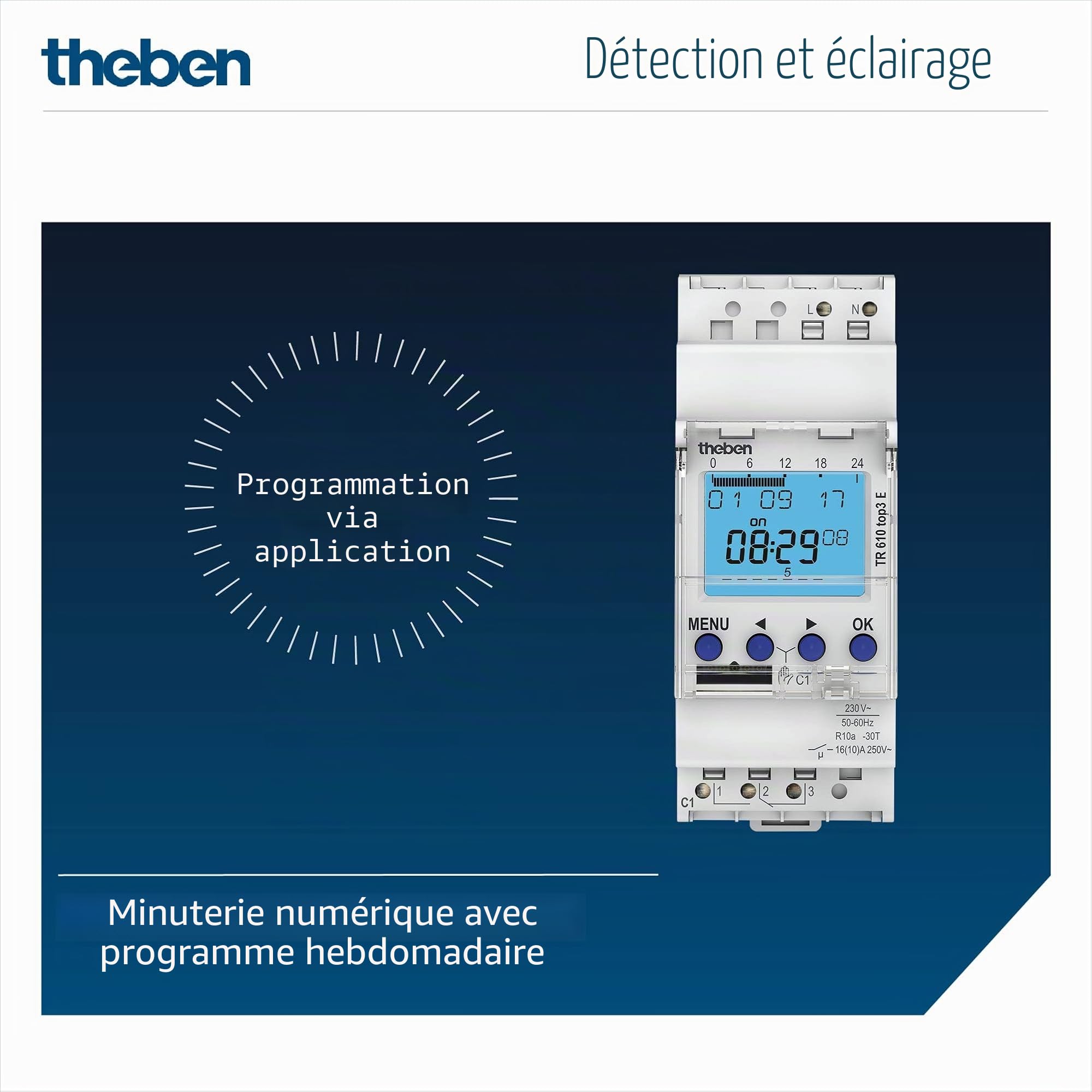 Theben 6100087 TR 610 top3 E Horloge programmable Digitale 1 Canal