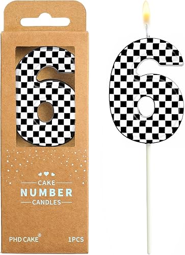 Miniatura 10 de PHD CAKE Velas de cumpleaños de carreras número 2 de 2.76 pulgadas, velas con números temáticos de carreras, velas de números de pastel, celebración