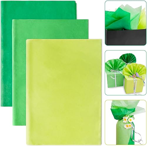 MR FIVE 90 hojas de papel de seda verde a granel, 14 x 20 pulgadas, papel de seda verde para bolsas de regalo, bolsa de regalo verde para el día de