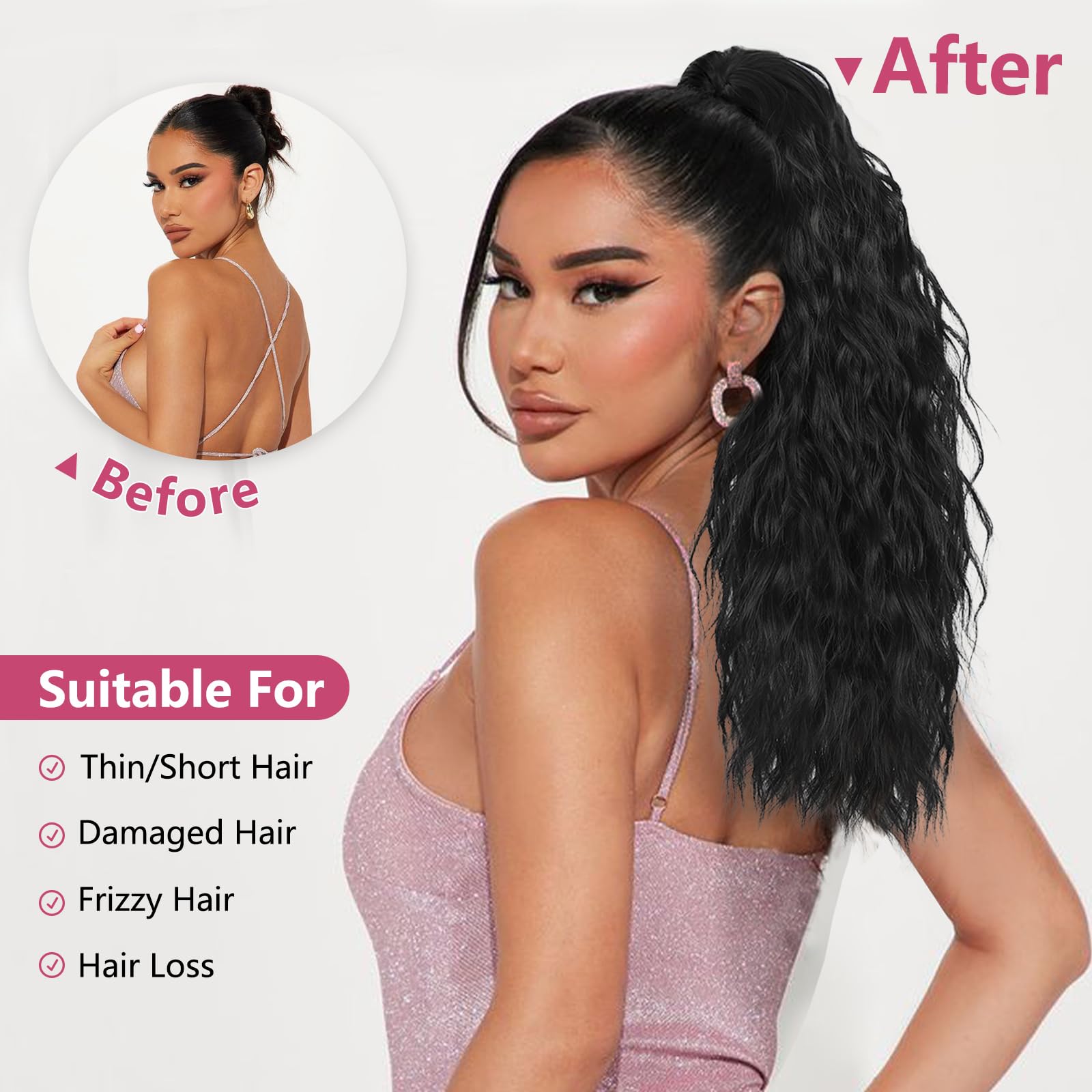 Ponytail Extension, 18 Inch Black Brown Claw Clip Ponytail Extensions Amazon.com : BARSDAR Claw Clip Ponytail Extension - 18 Inch  main image 4