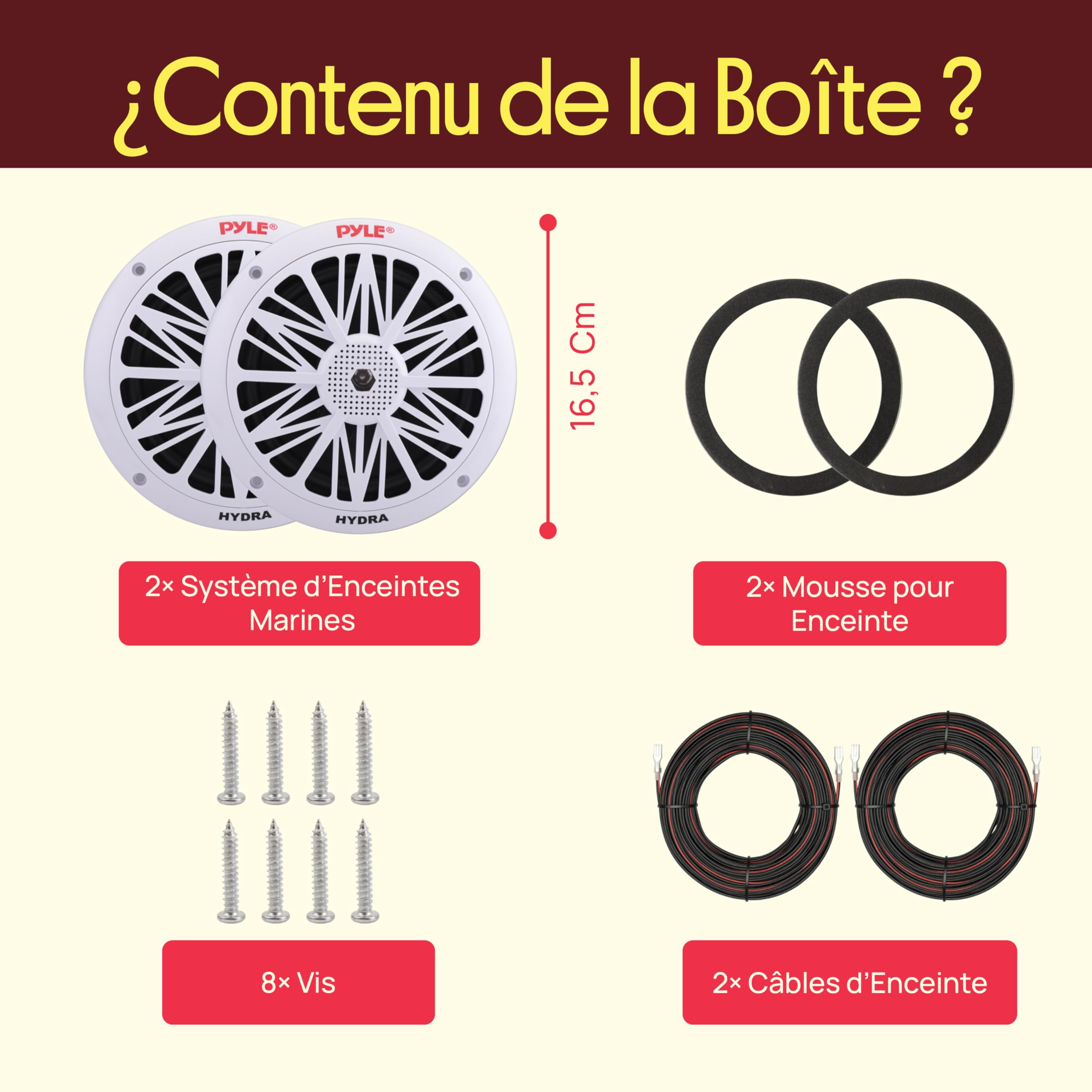 Pyle Haut-Parleurs Marine - Enceintes Extérieurs 2 Voies - Système Audio Stéréo Extérieur Résistant à l'Eau et aux Intempéries - Haut-parleur Marin étanche - 200 Watts - 1 Paire - Blanc