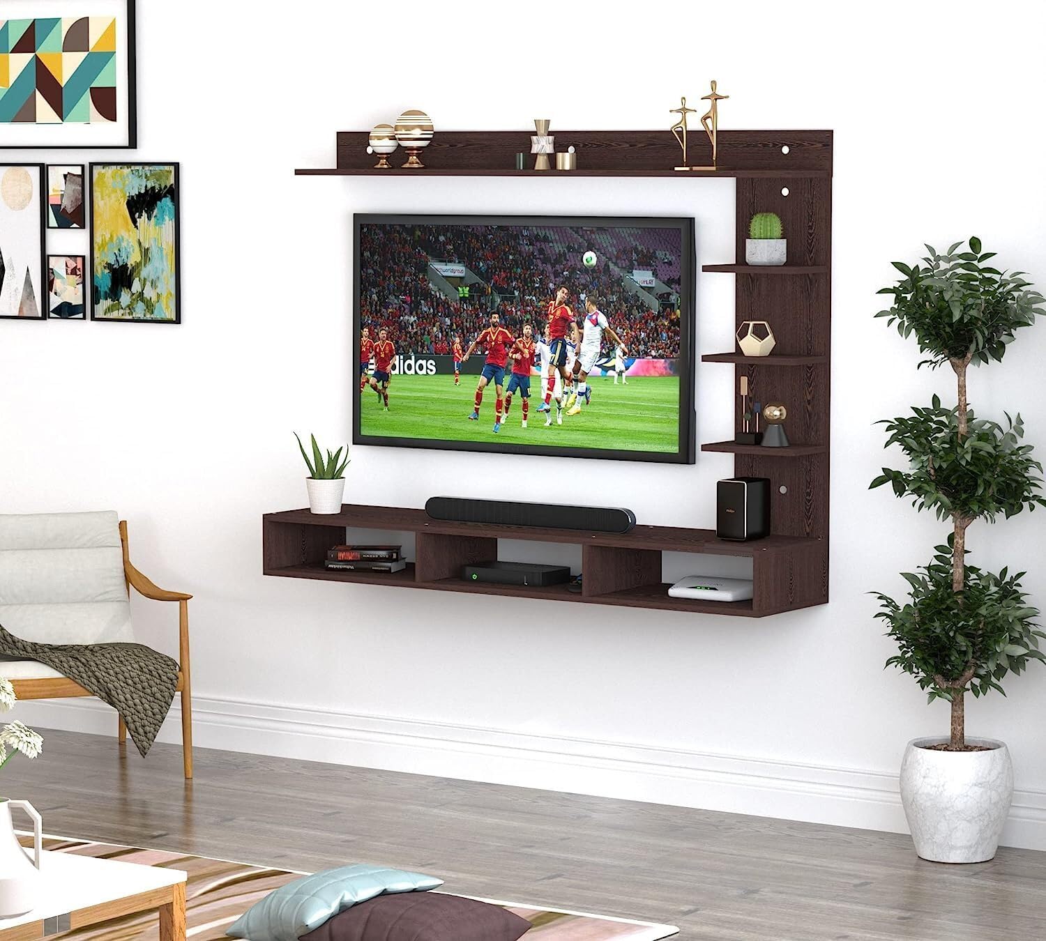 SNQ Wall Mounted TV Entertainment Unit, Color Wenge Finish-image-43
