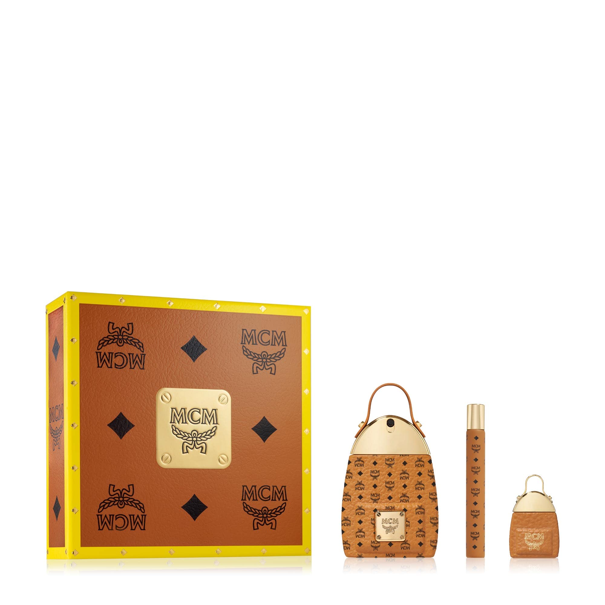 MCM Eau de Parfum 3 Piece Gift Set - Perfume Spray 2.5 Fl. Oz., Travel Spray 0.34 Fl. Oz., and Mini Spray 0.23 Fl. Oz. (Packaging May Vary - New Look. Same Product.)