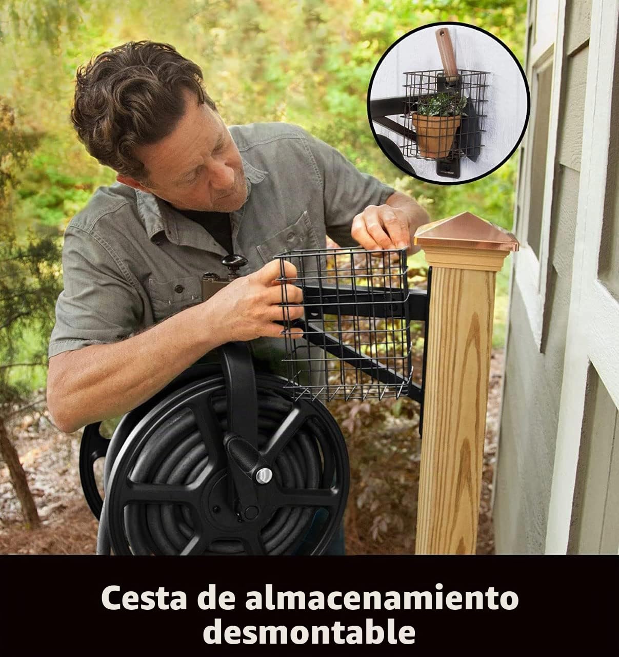 Liberty Garden Products Carrete de manguera 712-B, negro