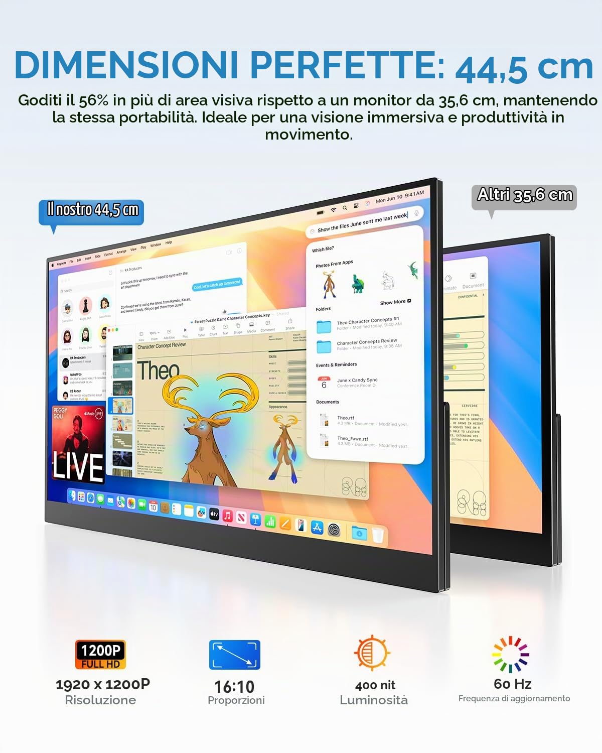 UPERFECT Monitor Portatile 17,5 Pollici,1920×1200P 16:10 125% sRGB 1500:1 IPS FHD Schermo Portatile con USB-C e HDMI, Eye Care Secondo Schermo Esterno per Laptop/PCs/Mac/PS3/4/5/Xbox