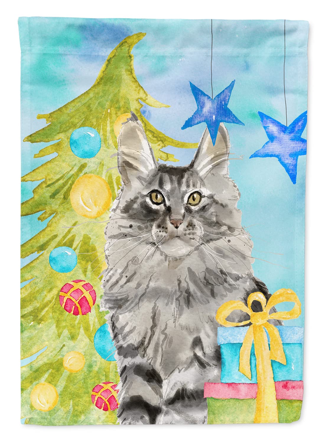 Drapeau Maine Coon de Noël grand format pour décoration jardin