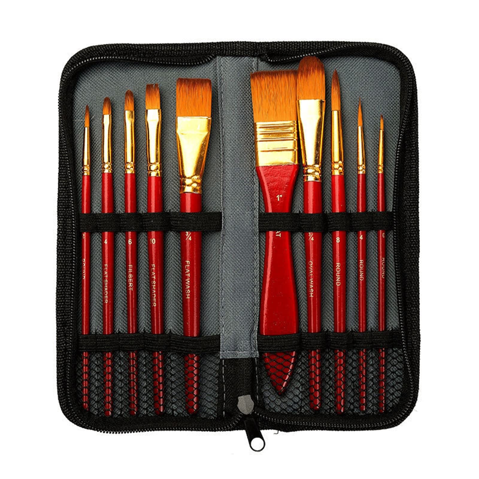 sjdoPulse Juego De 10 Pinceles Multiusos para Artistas con Estuche Organizador, Pinceles para Acuarela, Óleo O Pintura Acrílica