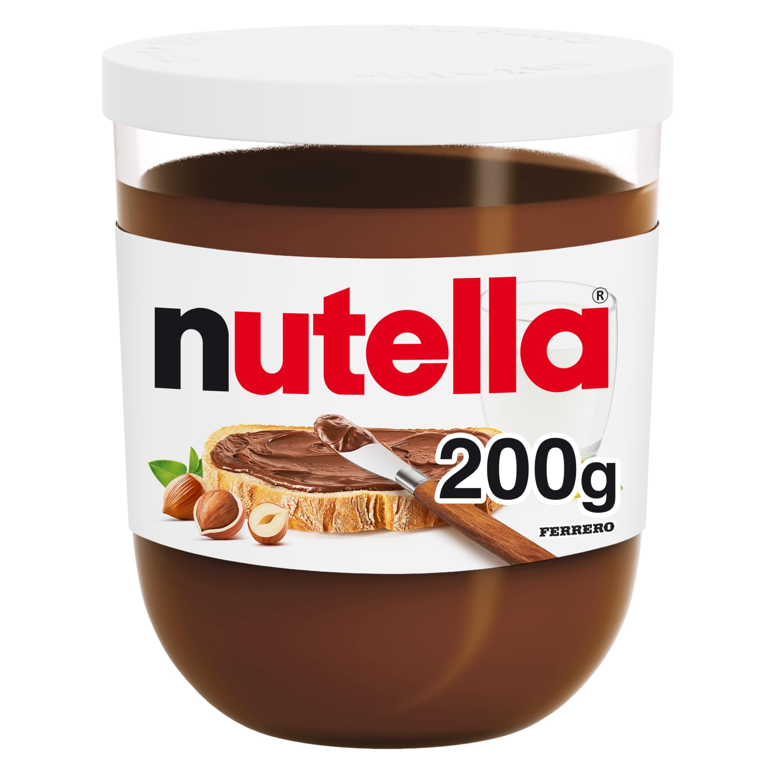 Nutella Hazelnut Chocolate Spread with Hazelnut, Pancakes, Breakfast, Snacks, Unique Recipe for a Smooth Texture and an Unmistakable Taste, 1x 200g Jar