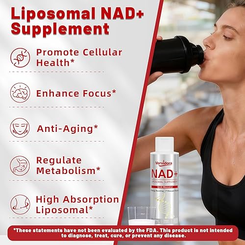 Miniatura 2 de Suplemento liposomal NAD+, suplemento líquido NAD+ con alta absorción para antienvejecimiento, salud celular, mejora la concentración, apoyo de