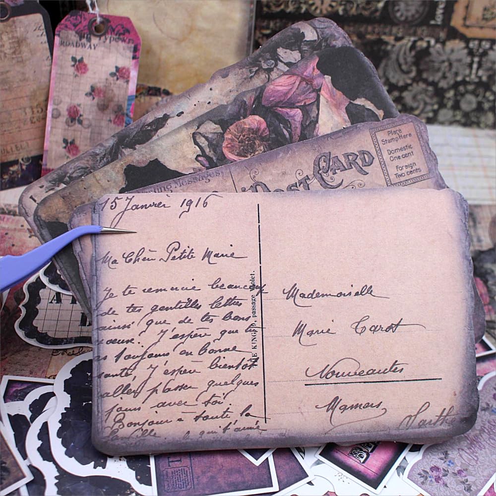 Diuhofart Zestaw przyborów do scrapbookingu w stylu vintage, 185 szt., z artykułami do dziennika, papier do scrapbookingu, estetyczny notatnik, zestaw do scrapbookingu, rękodzieło artystyczne, prezent