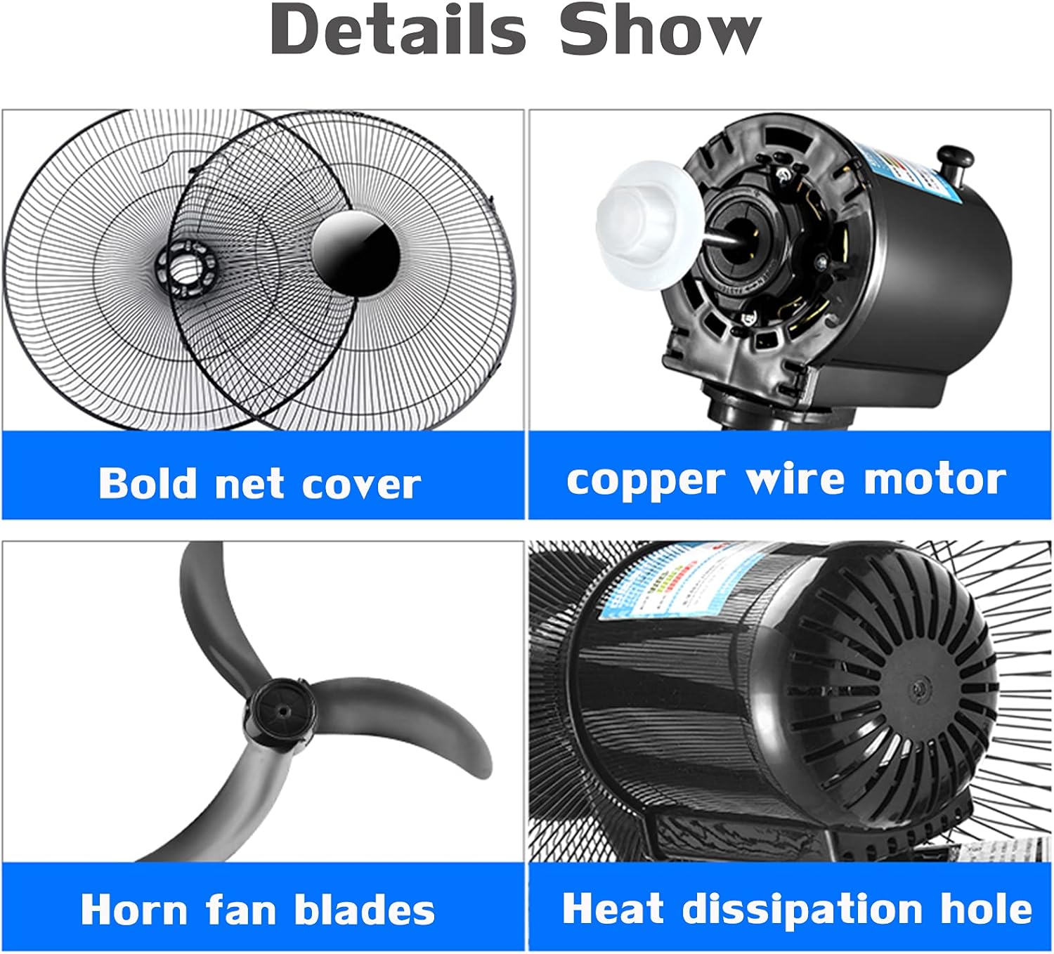 Wall Mounted Fan, 18 Inch Workstation Fan, 3-Speed High Velocity Fan, Shop Fan, Aluminum Blades, Commercial Fan Quality Wall Fan