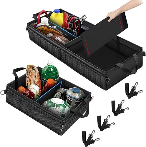 Miniatura 12 de Caja Organizadora de Almacenamiento para Camión Debajo del Asiento con 1 Divisor Extraíble y 5 Bolsas de Malla de Almacenamiento, Organizador de