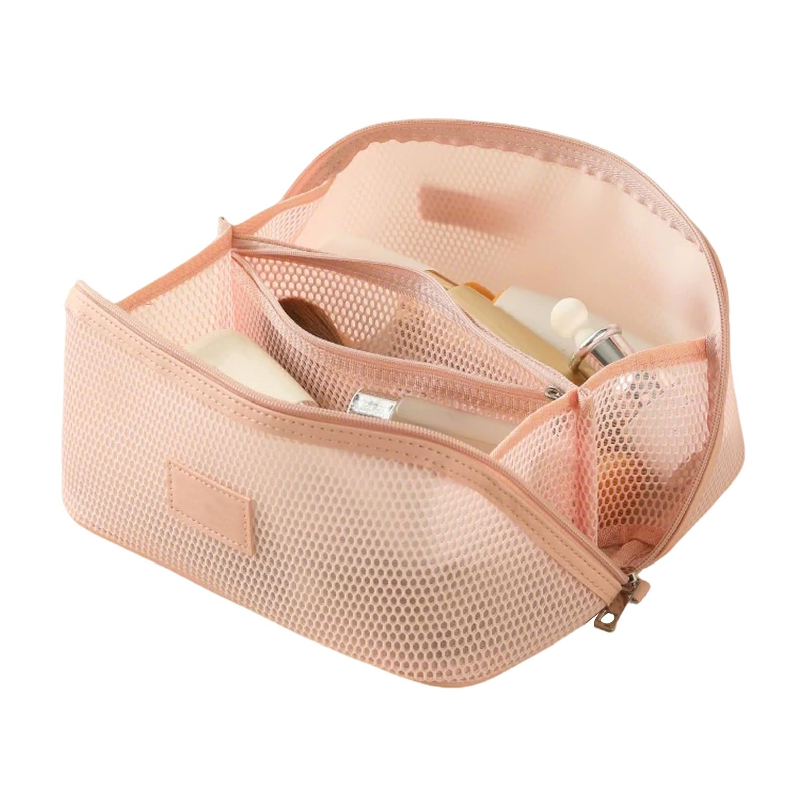 Beauty Case da Viaggio, Borsa da Toilette per Donna, Organizzata per Scomparti, Maniglia Morbida Il Trasporto, Cuciture Fini e Fitte, Leggera e Traspirante, Strutturata Elegante(Pink)