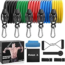 Fitnessband Resistance Bands Widerstandsbänder Set,12er Pack mit 5 Widerstandsband,Handtuch,Griffe,Türanker,Fußschlaufen,f...
