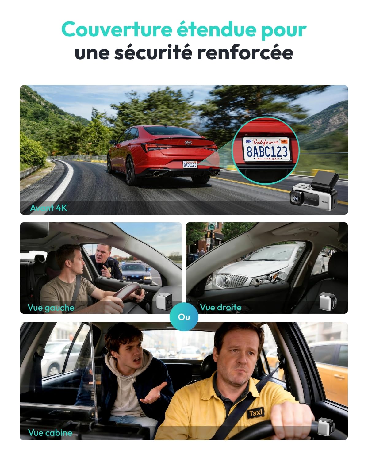 BOTSLAB Dashcam Voiture Avant Intérieur, Caméra Voiture 4K+1080P avec Écran Tactile IPS 3,18", Super Vision Nocturne, Commande Vocale, Wi-Fi 5,8 GHz, GPS, Surveillance de Stationnement 24/7, Capteur G