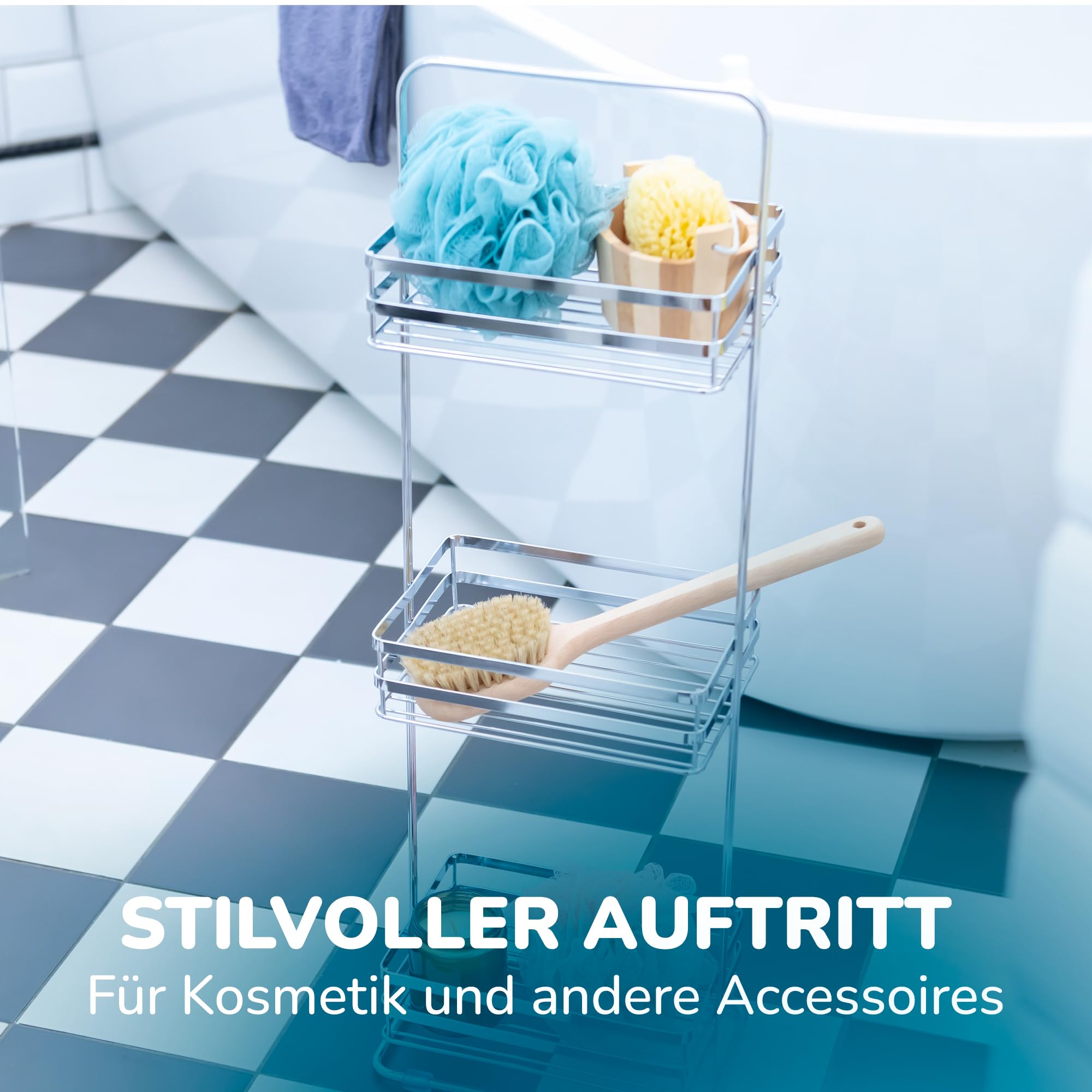 Standregal Metall Chrom – Kompaktes Regal mit 3 Drahtablagen, 75,5 cm hoch, in Silber, für Badezimmer, Küche oder Büro