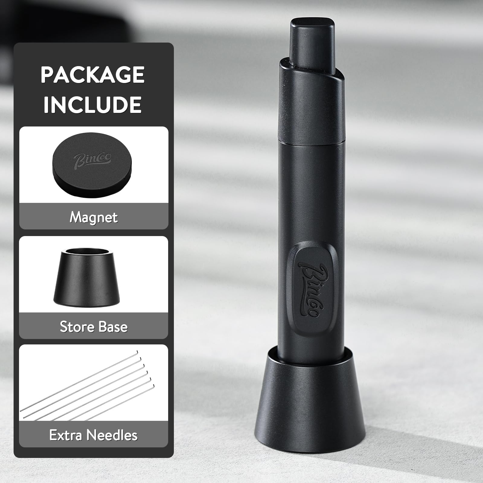 Herramienta retráctil WDT para distribución de espresso, distribuidor de café, agitador de espresso para barista con soporte de almacenamiento y 6 agujas reemplazables adicionales (negro)