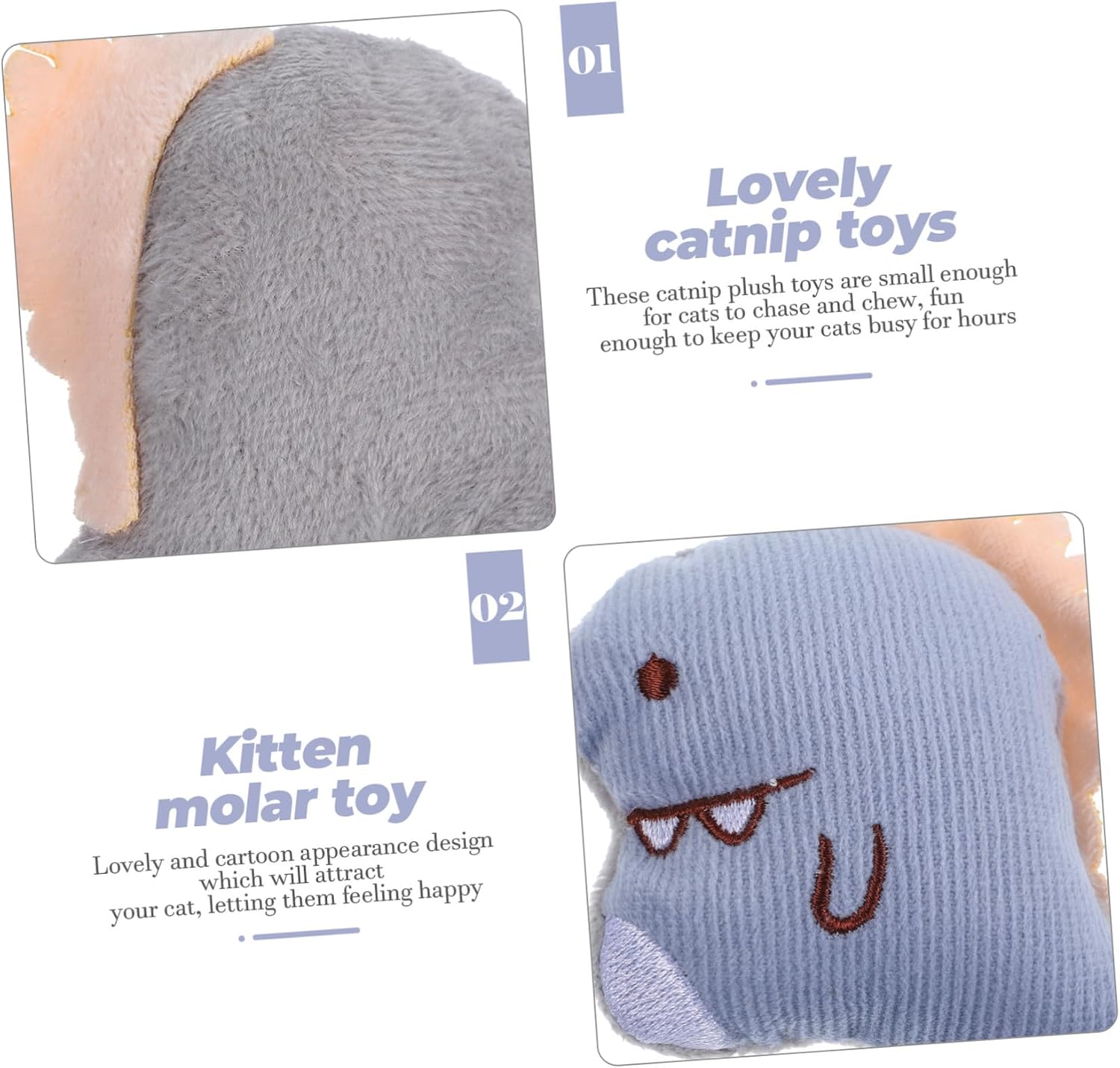 3pcs Interactive Catnip for Indoor Cats Plush Chewable Kitten Playthings with Adorable Shapes Dental Care and Boredom Relief Pet Supplies