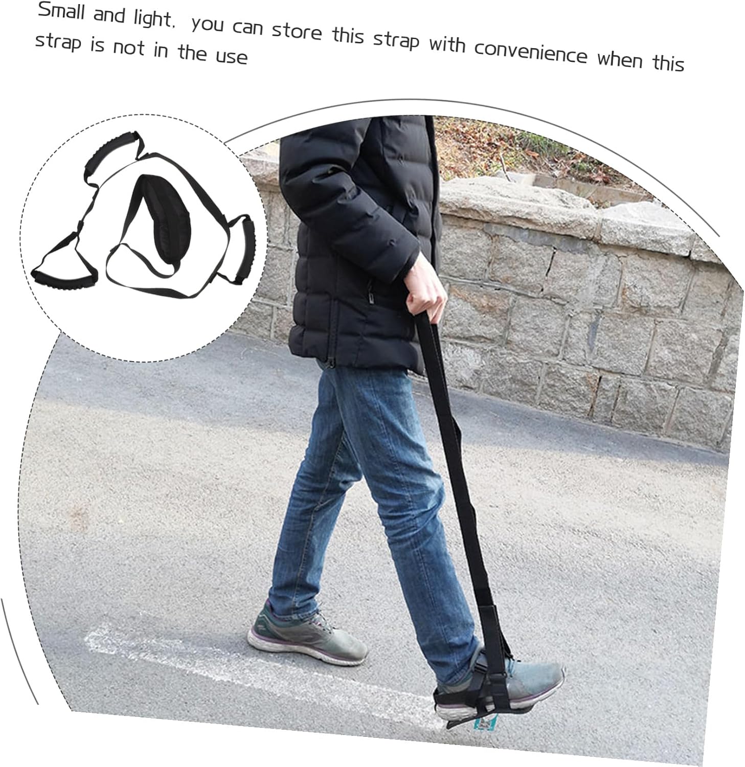 Leg Lifter Strap with Rigid Hand Grips Nylon Leg Lift Belt for Disabled and Elderly Mobility Aid and Walking Assistance