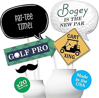 Big Dot of Happiness Par-Tee Time - Golf - Photo Booth Props Kit - 20 Count
