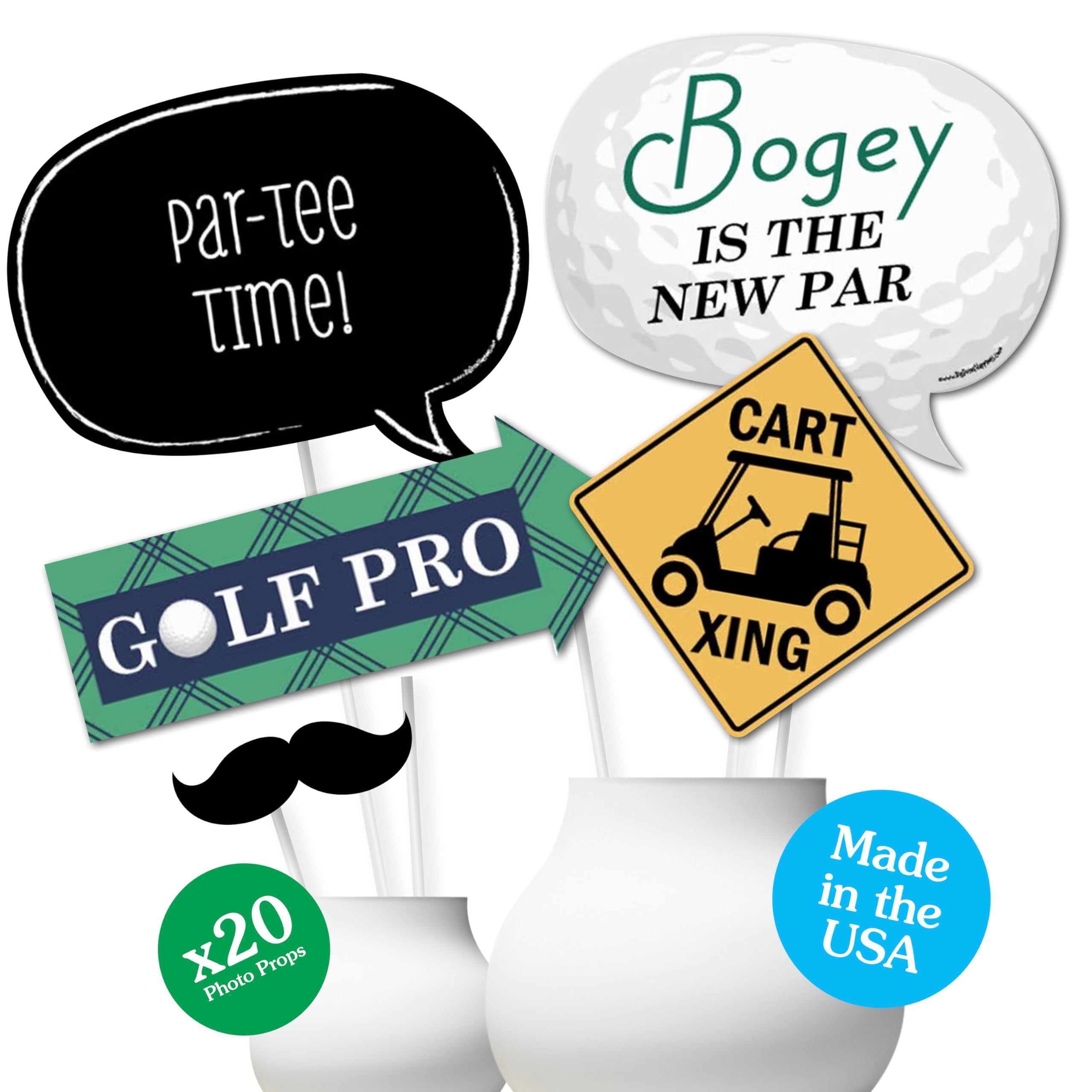 Big Dot of Happiness Par-Tee Time - Golf - Photo Booth Props Kit - 20 Count