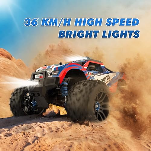 Miniatura 7 de RIAARIO Coche RC todo terreno 1:18, auto de control remoto de alta velocidad de 36 KPH con control remoto de 2.4 GHz, vehículo eléctrico 4WD, camión