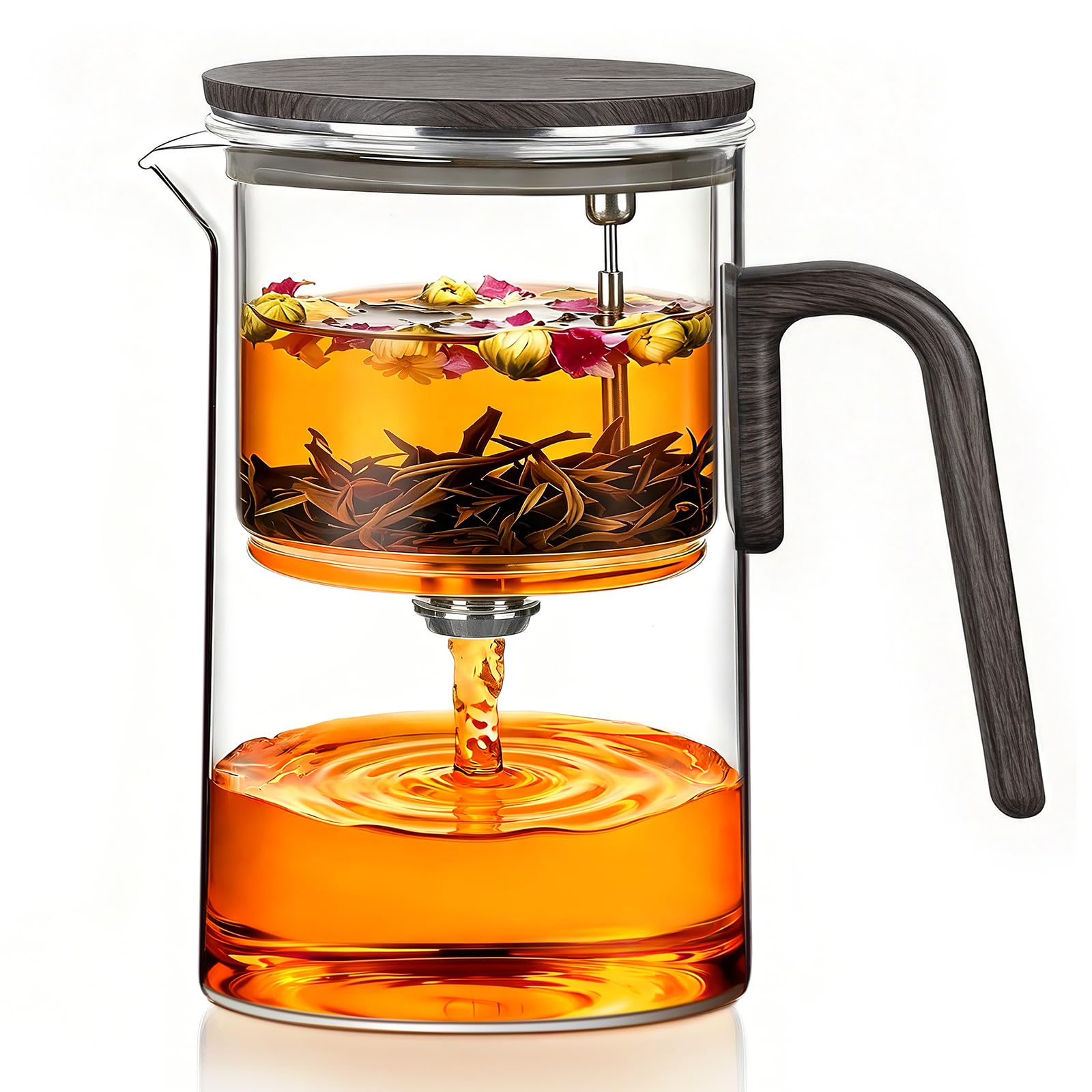 ZENS Magnetic Tea Pot, Magic Glass teapots with Infuser with Magnetic Suction Lid for Mess-Free, Modern Herbal Tea Infuser Tea Diffusers for Tea Lovers Gifts 830ml