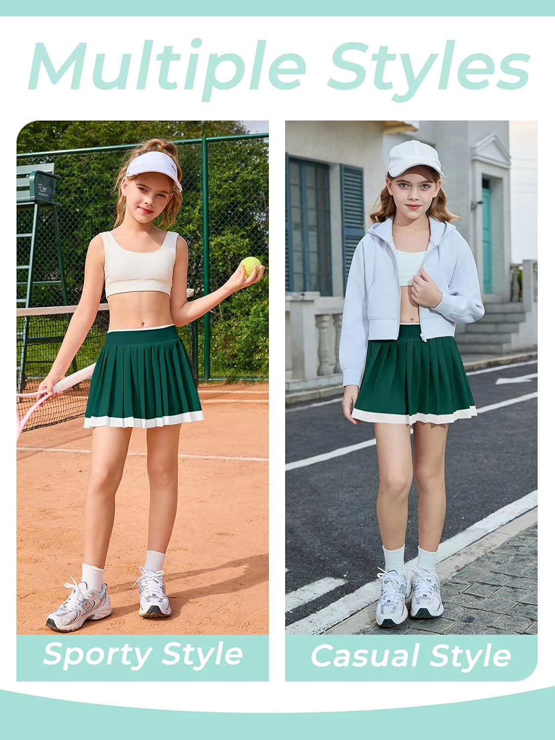 Haloumoning Girls Pleated Tennis Skirts with Shorts Kids High Waisted Athletic Skorts Golf Skirt with Pockets 5-14 Years - Image 6