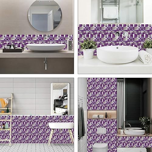 Miniatura 7 de Calcomanías de vinilo para azulejos de mosaico, autoadhesivas, para despegar y pegar, impermeables, calcomanías de pared extraíbles, papel tapiz