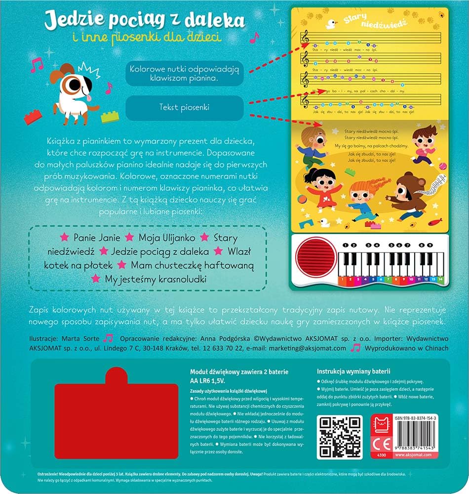 Jedzie pociąg z daleka i inne piosenki dla dzieci. Sam zagraj i zaśpiewaj piosenki! Książka z pianin