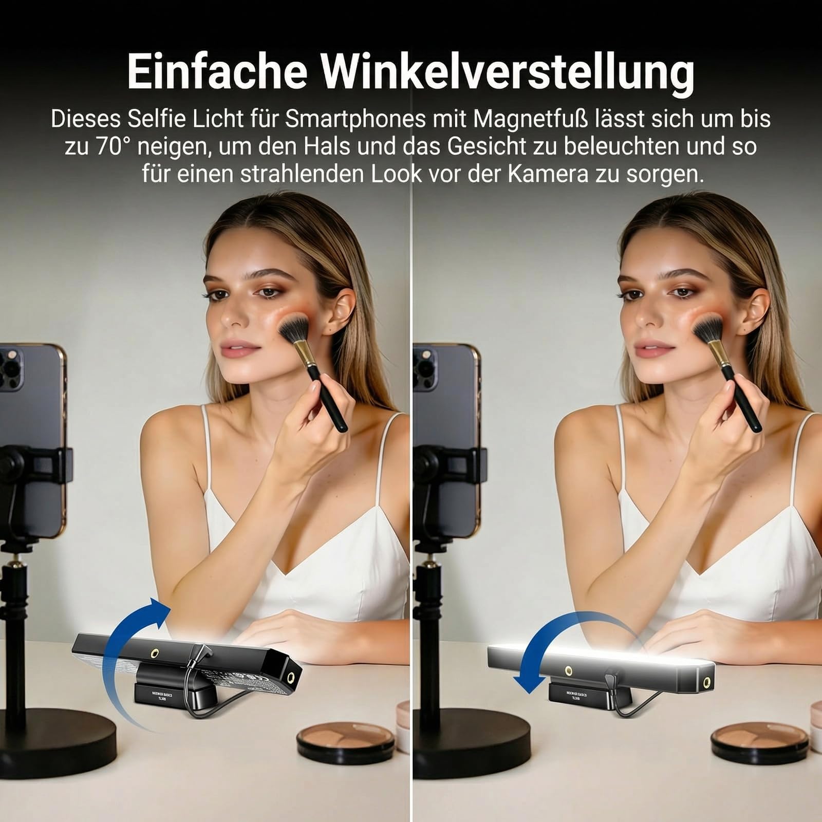NEEWER Basics LED Kinn Fotolicht CRI95, 6W, zweifarbig, tragbares Tisch Selfie Licht, USB betrieben, für TikTok Streaming, Laptop Videokonferenzen, Stativaufnahmen, Reisen, Makeup, TL30B