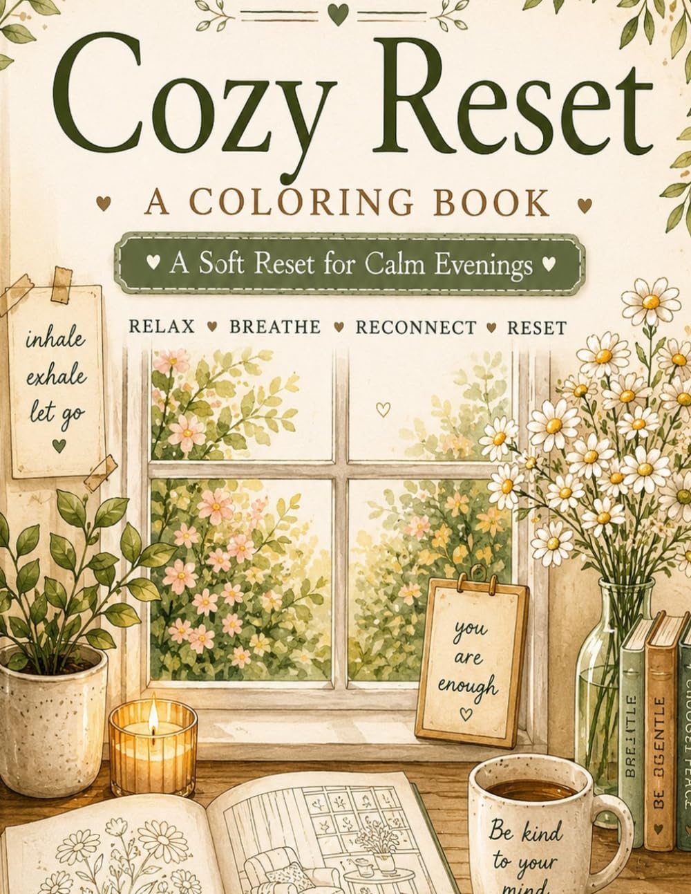 Cozy Reset: A Coloring Book: A Soft Reset for Calm Evenings